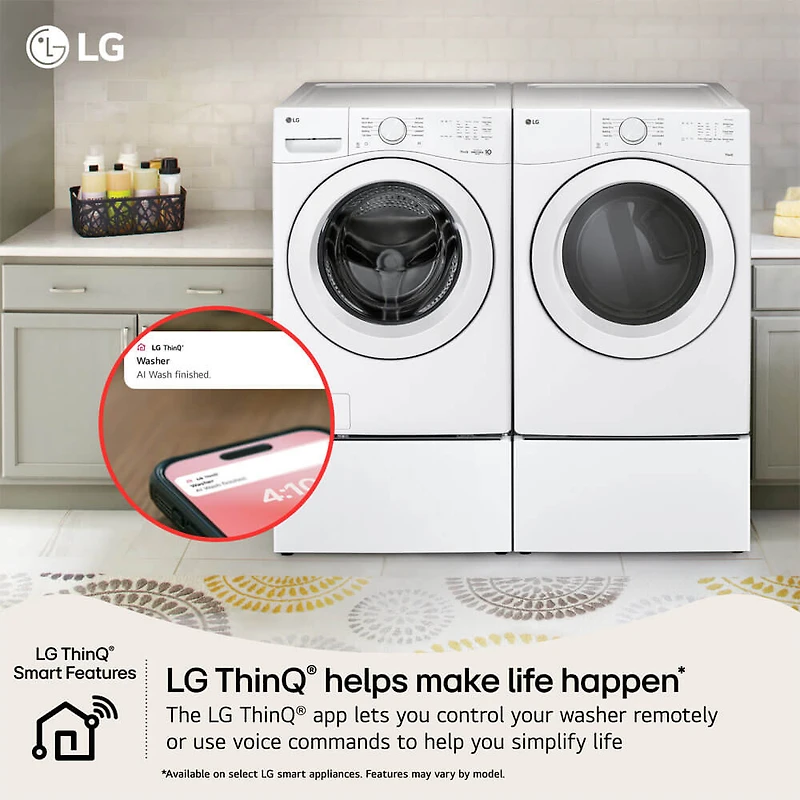 4.5 Cu. Ft. White Front Load Smart Washer