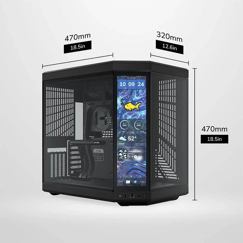 Y70 Touch Infinite Modern Dual Chamber ATX Mid-Tower Case with Integrated IPS Touchscreen - Black