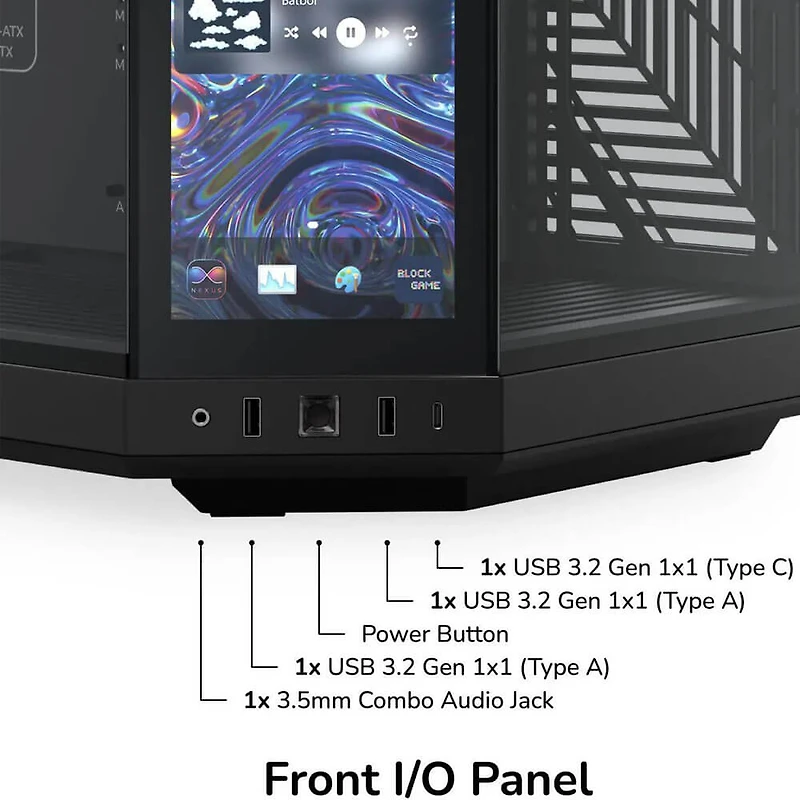 Y70 Touch Infinite Modern Dual Chamber ATX Mid-Tower Case with Integrated IPS Touchscreen - Black