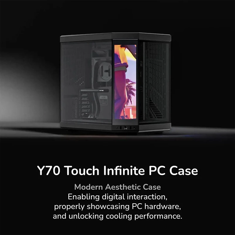 Y70 Touch Infinite Modern Dual Chamber ATX Mid-Tower Case with Integrated IPS Touchscreen - Black