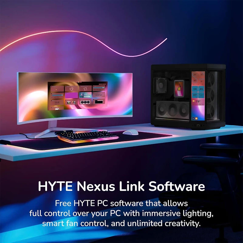 Y70 Touch Infinite Modern Dual Chamber ATX Mid-Tower Case with Integrated IPS Touchscreen - Black