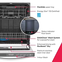 51 dBA Stainless Top Control Hybrid Tub Dishwasher with Floor Status Indicator