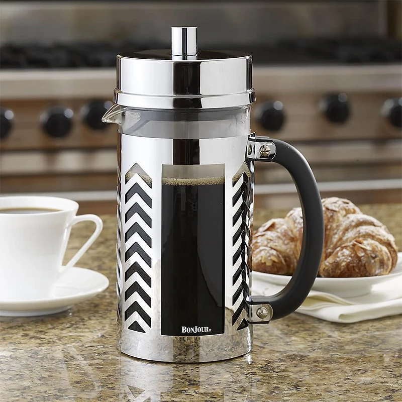 33.8 Oz Chevron French Press - Stainless Steel