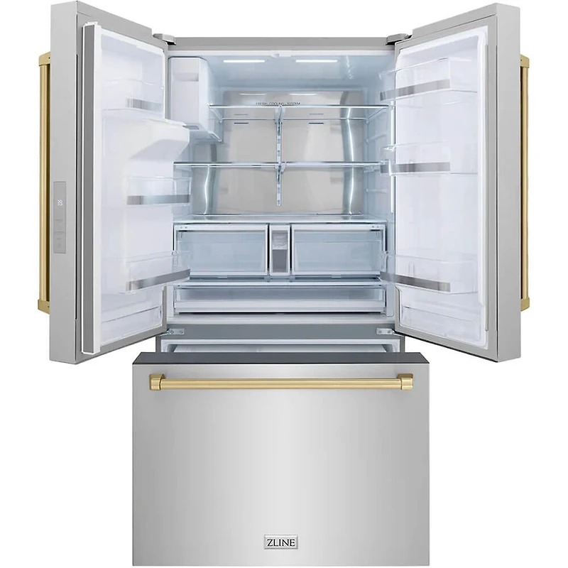 28.9 Cu. Ft. Stainless French Door Refrigerator with Champagne Bronze Traditional Handles