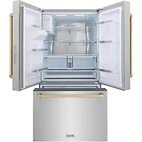 28.9 Cu. Ft. Stainless French Door Refrigerator with Champagne Bronze Traditional Handles