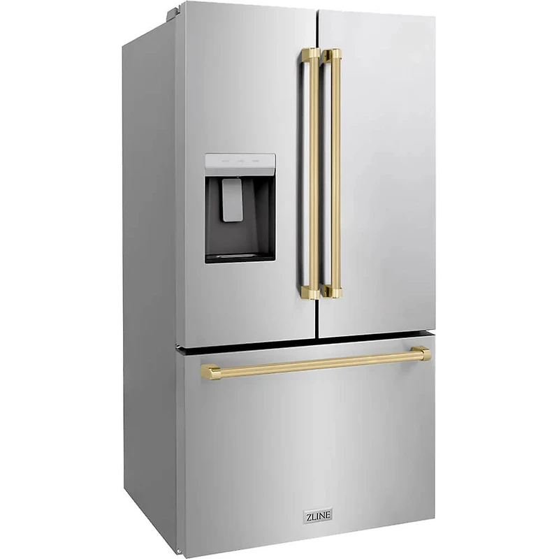 28.9 Cu. Ft. Stainless French Door Refrigerator with Champagne Bronze Traditional Handles