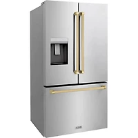28.9 Cu. Ft. Stainless French Door Refrigerator with Champagne Bronze Traditional Handles