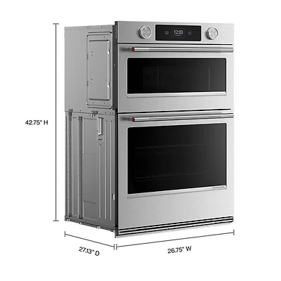 27 inch Stainless Smart Convection Wall Oven and Microwave Combination with Assisted Cooking Modes
