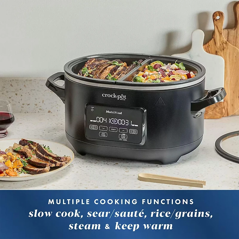 Dual 3.7 Quart MultiMeal Multicooker and Programmable Slow Cooker - Speckled Black