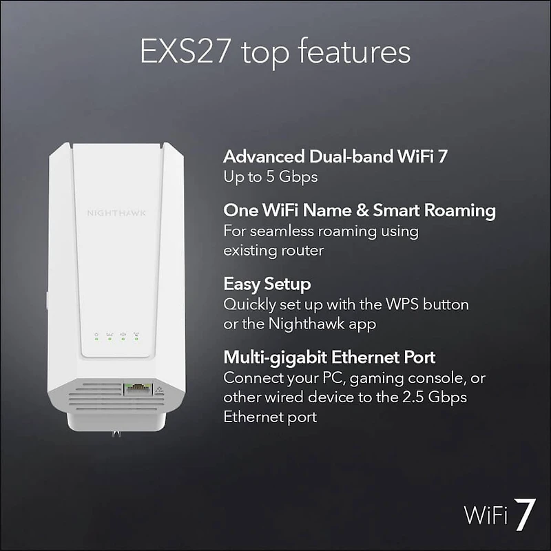 BE5000 Dual-Band Wi-Fi 7 Wall Plug Range Extender - White