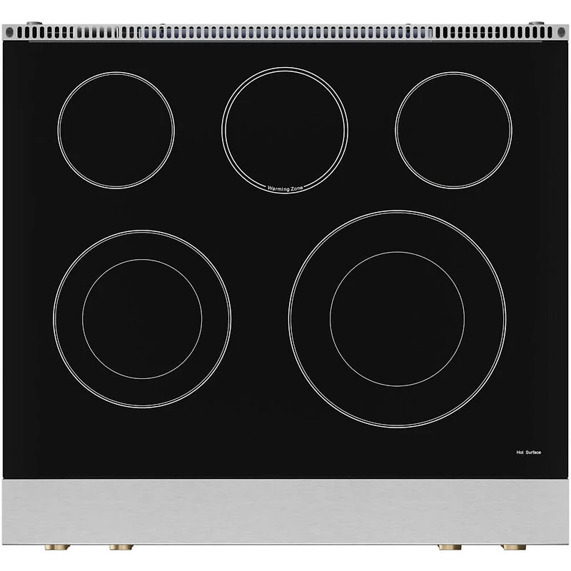 Cu. Ft. Stainless Gordon Ramsay Collection Slide-In Electric Convection Range with Brushed Bronze Knobs and Handle