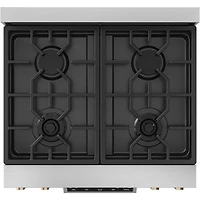 4.55 Cu. Ft. Stainless Gordon Ramsay Collection Slide-In Liquid Propane Range with Brushed Bronze Knobs and Handle