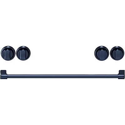 4.55 Cu. Ft. Matte Black Gordon Ramsay Collection Slide-In Electric Convection Range with Navy Blue Knobs and Handle