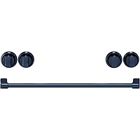 4.55 Cu. Ft. Matte Black Gordon Ramsay Collection Slide-In Electric Convection Range with Navy Blue Knobs and Handle