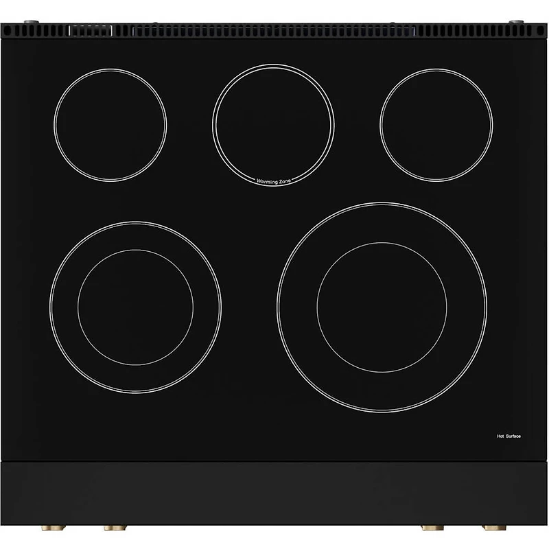 4.55 Cu. Ft. Matte Black Gordon Ramsay Collection Slide-In Electric Convection Range with Brushed Bronze Knobs and Handle 