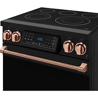 4.55 Cu. Ft. Matte Black Gordon Ramsay Collection Slide-In Electric Convection Range with Rose Gold Knobs and Handle