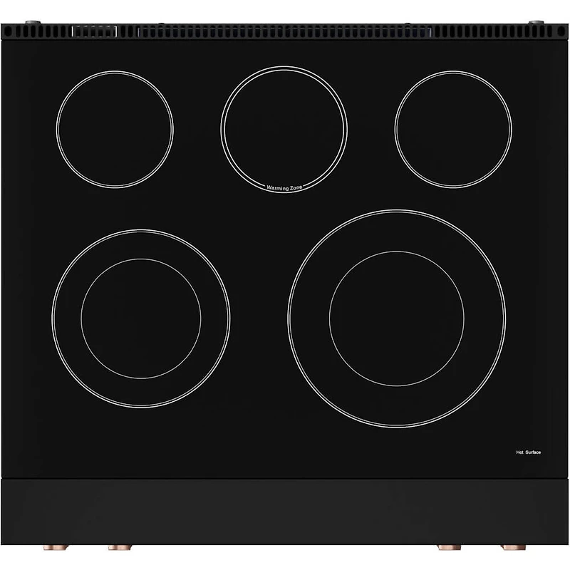 4.55 Cu. Ft. Matte Black Gordon Ramsay Collection Slide-In Electric Convection Range with Rose Gold Knobs and Handle