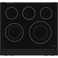 4.55 Cu. Ft. Matte Black Gordon Ramsay Collection Slide-In Electric Convection Range with Rose Gold Knobs and Handle