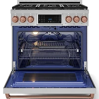 6.0 Cu. Ft. Stainless Gordon Ramsay Collection Slide-In Gas Convection Range with Rose Gold Knobs and Handle