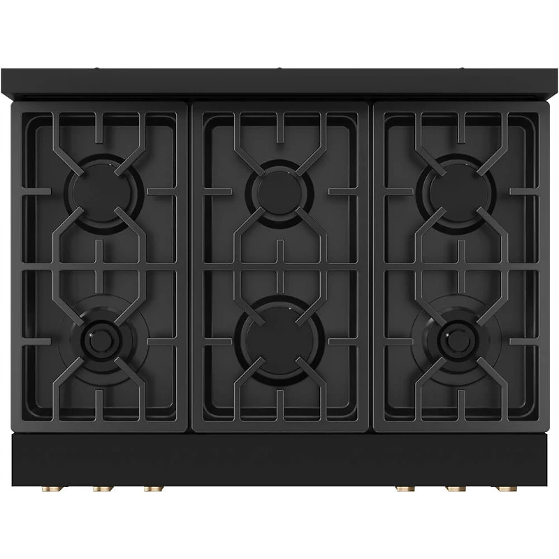 6.0 Cu. Ft. Matte Black Gordon Ramsay Collection Slide-In Gas Range with Brushed Bronze Knobs and Handle