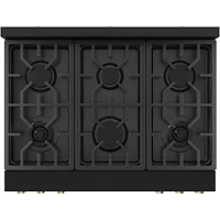 6.0 Cu. Ft. Matte Black Gordon Ramsay Collection Slide-In Gas Range with Brushed Bronze Knobs and Handle