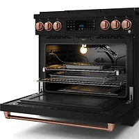 6.0 Cu. Ft. Matte Black Gordon Ramsay Collection Slide-In Gas Range with Rose Gold Knobs and Handle