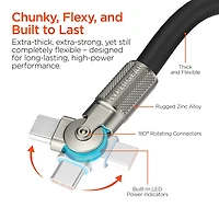 Ft. Chunky180 Degrees Rotating 100W USB-C Rugged Fast Charging Cable