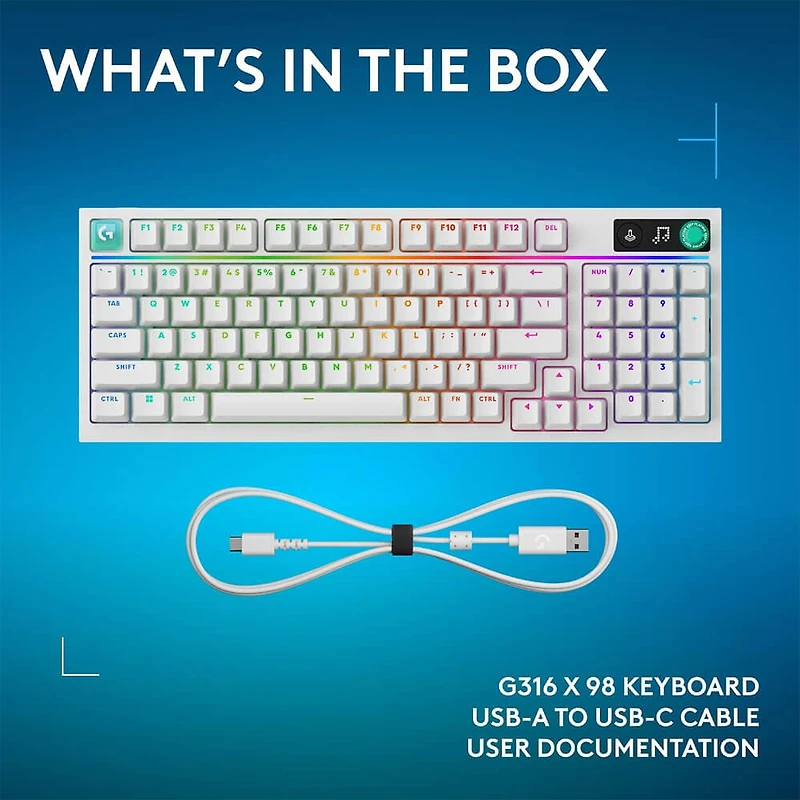 G316 X 98 Hot Swappable Gasket Mount Wired Gaming Keyboard with Linear Switches and Dial - White