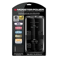 Power Platinum 600 6-Outlet Surge Protector - Black - OPEN BOX
