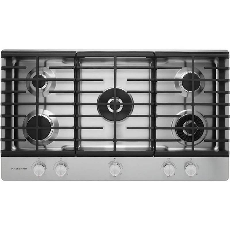 36 inch Stainless 5 Burner Gas Cooktop with Griddle