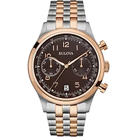 Mens Silver & Rose Gold Finish Chronograph Watch