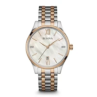Womens Silver & Rose Gold Diamond Watch