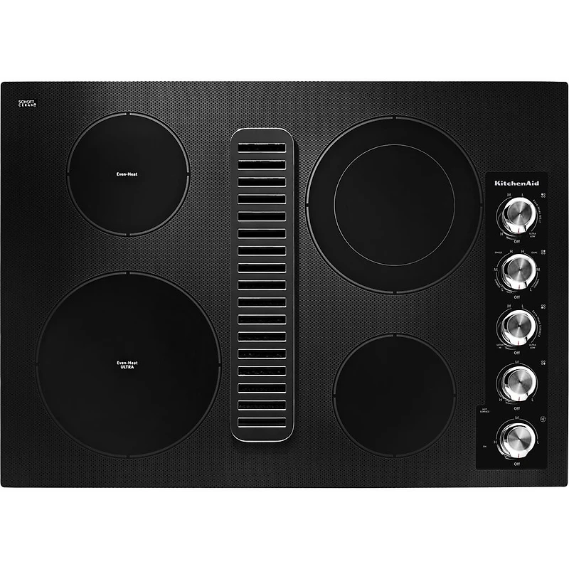 30 inch Black 4 Burner Electric Downdraft Cooktop