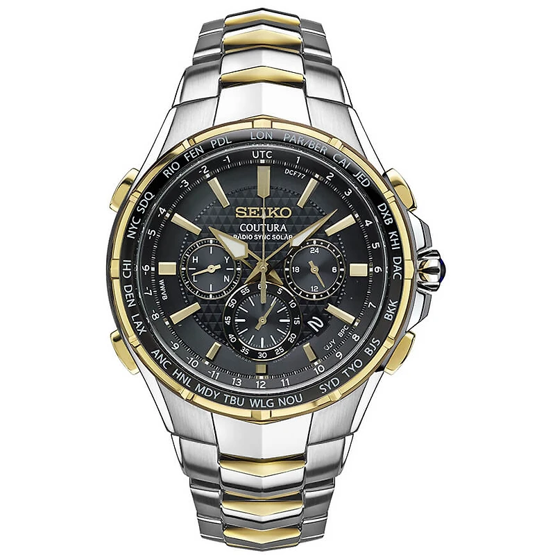 Mens Silver & Gold Coutura Radio Sync Solar Watch