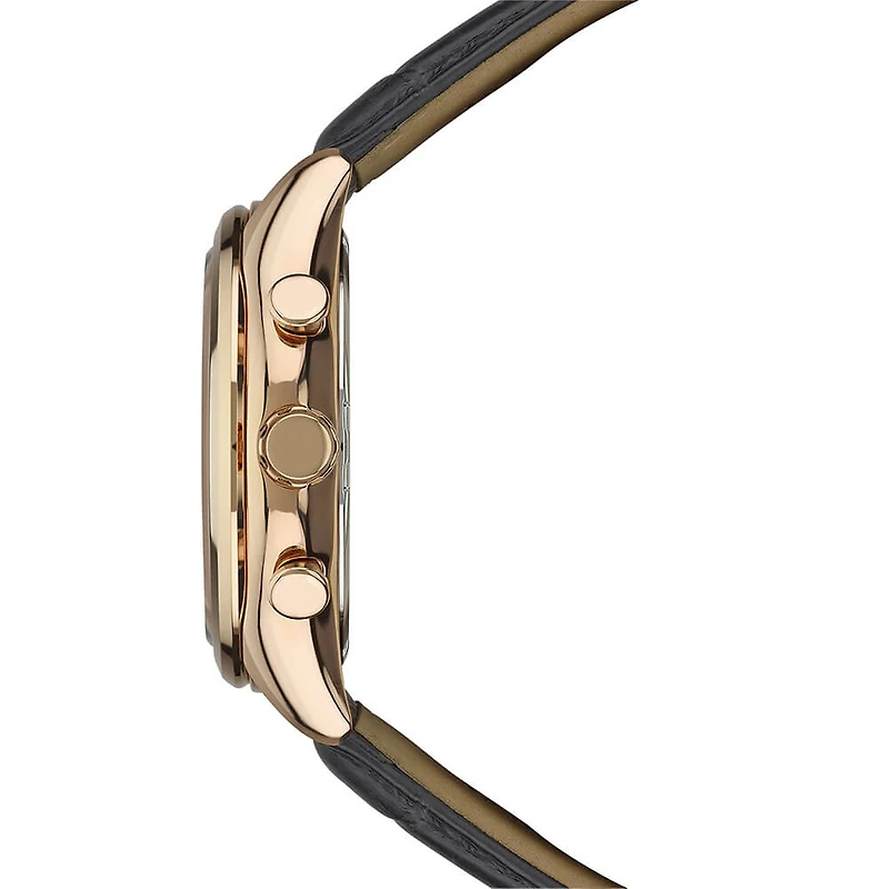 Mens Rose Gold Core Solar Watch with Leather Strap - OPEN BOX