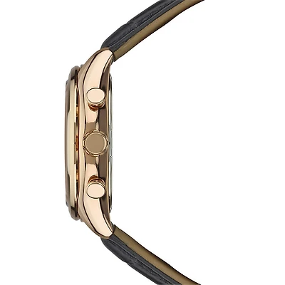 Mens Rose Gold Core Solar Watch with Leather Strap - OPEN BOX