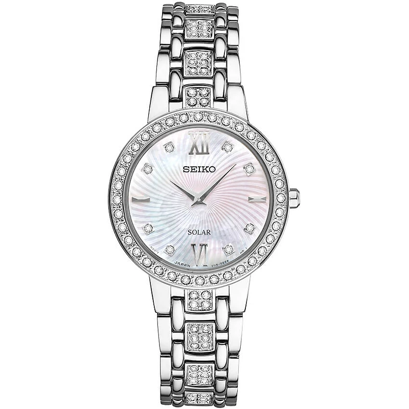 Womens Silver Crystal Collection Solar Watch