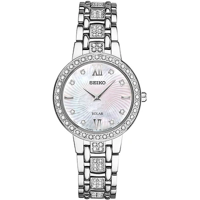 Womens Silver Crystal Collection Solar Watch