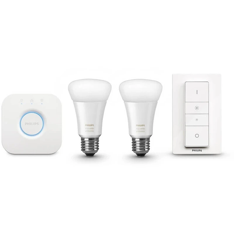 White Ambiance Starter Kit(2 A19 Bulbs, Hub Bridge, and Dimmer Switch)
