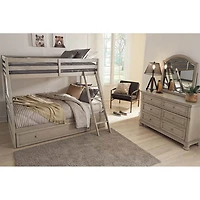 Lettner Twin over Full Bunk Bed with Ladder - Light Gray