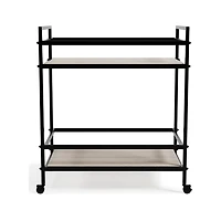 Waylowe Bar Cart - Black/Tan - OPEN BOX