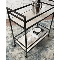 Waylowe Bar Cart - Black/Tan - OPEN BOX
