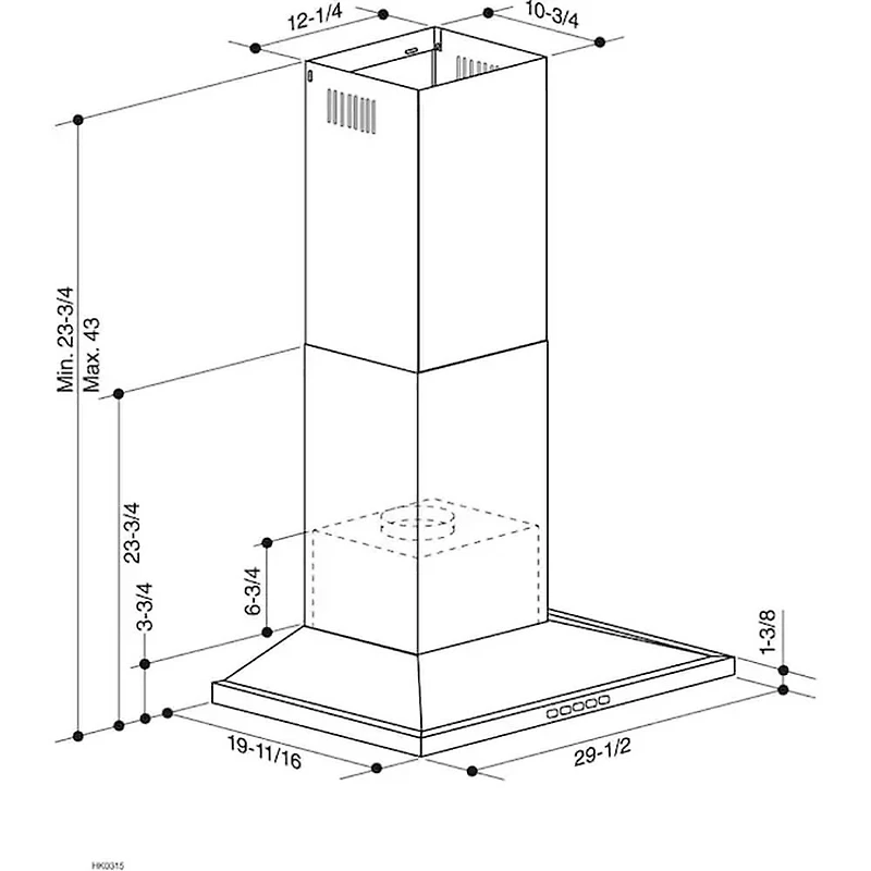 30 inch Convertible Low Profile Pyramidal Chimney Range Hood