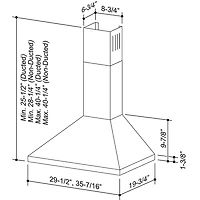 30 inch Convertible Stainless Steel Wall-Mounted Range Hood