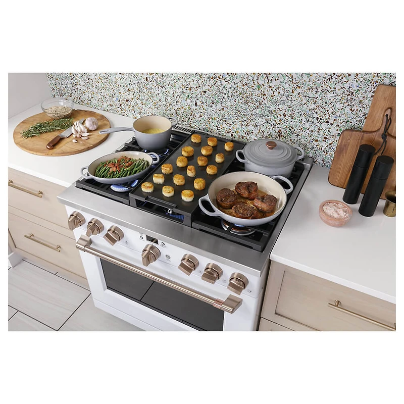 36 inch Matte White Smart Dual-Fuel Commercial-Style Range