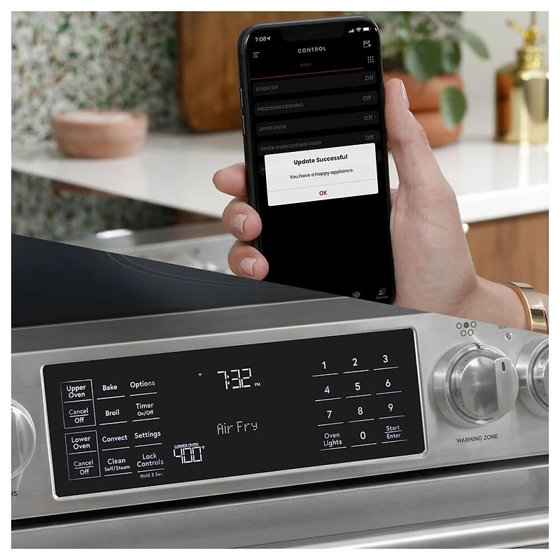 5.7 Cu. Ft. Stainless Smart Dual-Fuel Range with Warming Drawer