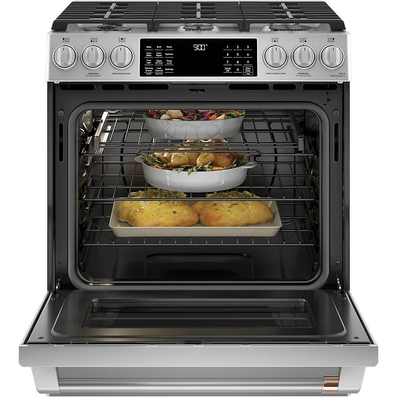 5.7 Cu. Ft. Stainless Smart Dual-Fuel Range with Warming Drawer