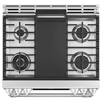 5.7 Cu. Ft. Stainless Smart Dual-Fuel Range with Warming Drawer