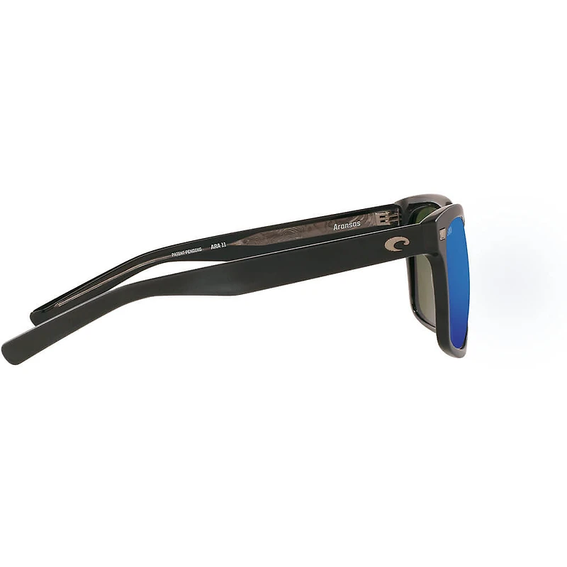 Aransas Matte Black/Blue Mirror Polarized Glass Mens Sunglasses