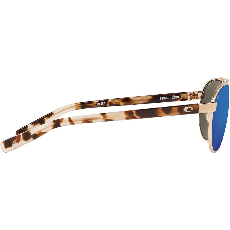 Fernandina Brushed Gold/Blue Mirror Polarized Glass Womens Sunglasses